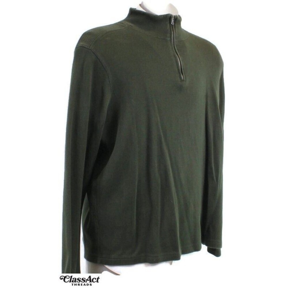 APT 9. Men's Green Sweater 1/4 Zip Green Cotton Pullover Sz XXL